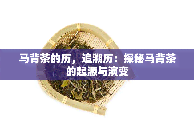 马背茶的历，追溯历：探秘马背茶的起源与演变