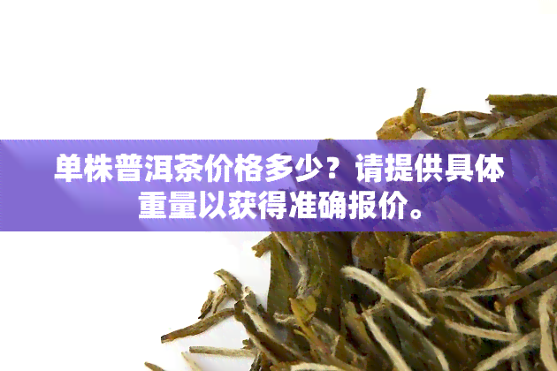 单株普洱茶价格多少？请提供具体重量以获得准确报价。