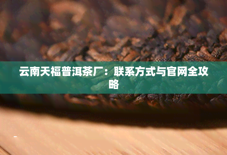 云南天福普洱茶厂：联系方式与官网全攻略