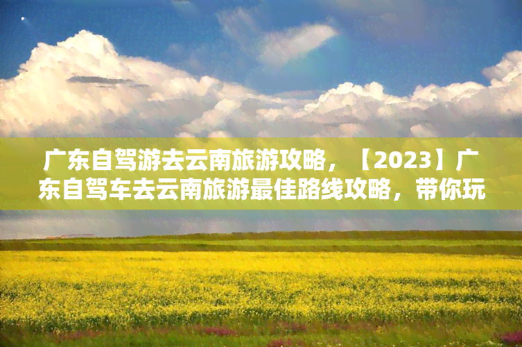 广东自驾游去云南旅游攻略，【2023】广东自驾车去云南旅游更佳路线攻略，带你玩转彩云之南