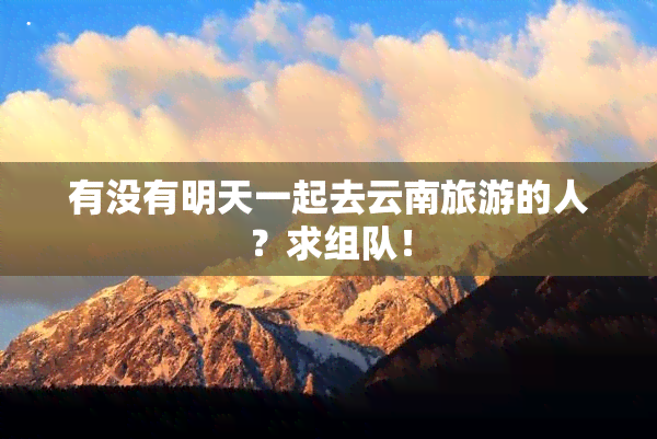 有没有明天一起去云南旅游的人？求组队！