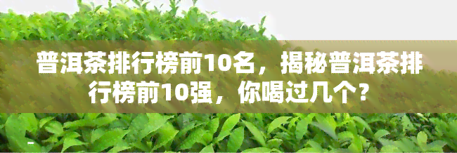 普洱茶排行榜前10名，揭秘普洱茶排行榜前10强，你喝过几个？