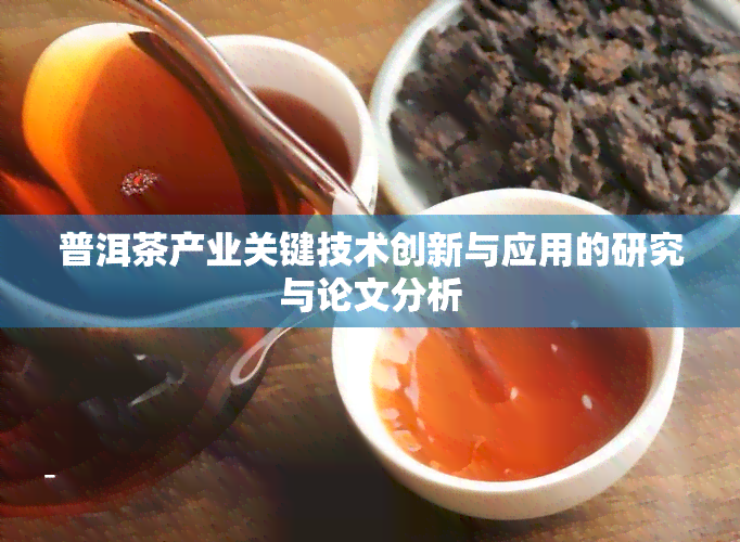 普洱茶产业关键技术创新与应用的研究与论文分析