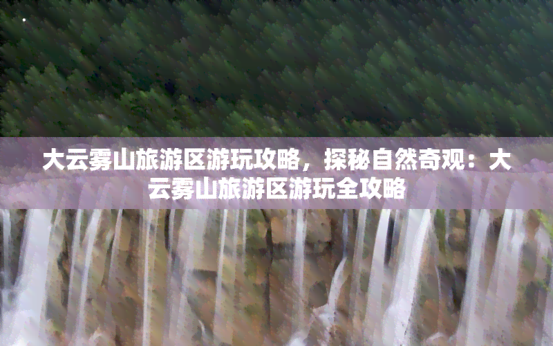 大云雾山旅游区游玩攻略，探秘自然奇观：大云雾山旅游区游玩全攻略