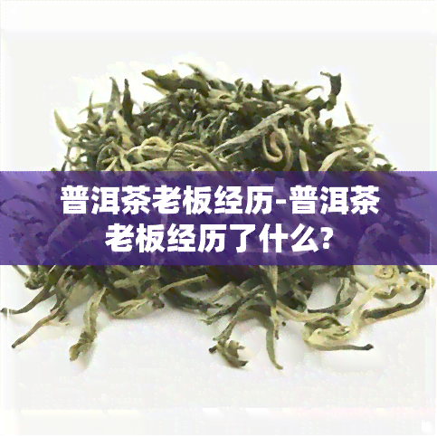 普洱茶老板经历-普洱茶老板经历了什么?