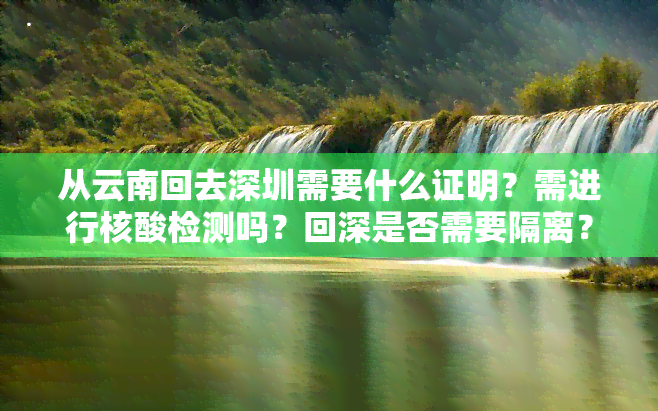 从云南回去深圳需要什么证明？需进行核酸检测吗？回深是否需要隔离？