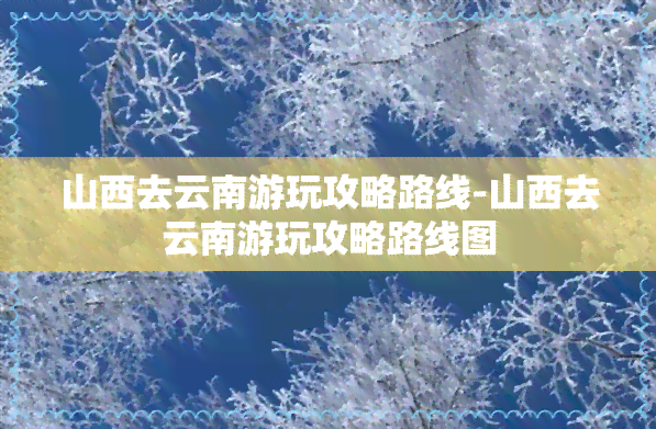 山西去云南游玩攻略路线-山西去云南游玩攻略路线图