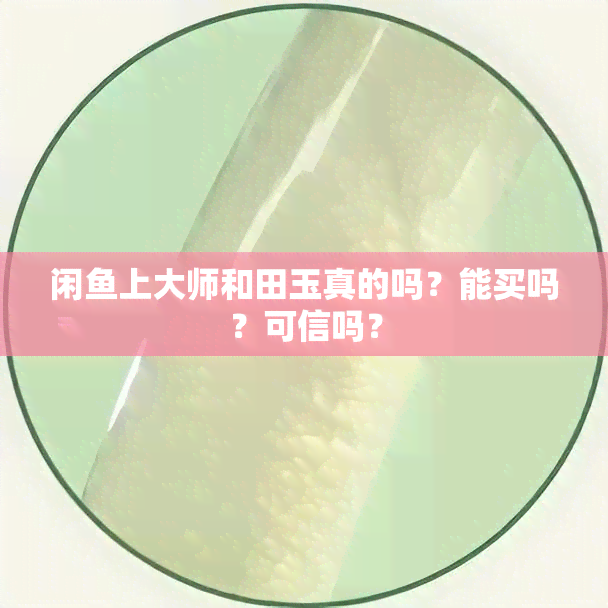 闲鱼上大师和田玉真的吗？能买吗？可信吗？