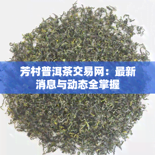 芳村普洱茶交易网：最新消息与动态全掌握