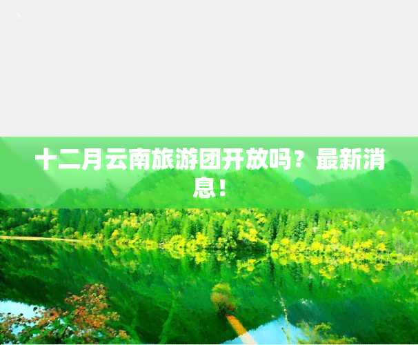 十二月云南旅游团开放吗？最新消息！