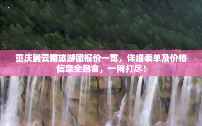 重庆到云南旅游团报价一览，详细表单及价格信息全包含，一网打尽！