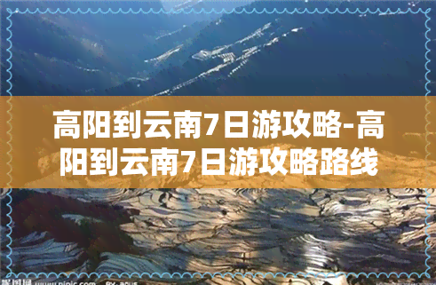 高阳到云南7日游攻略-高阳到云南7日游攻略路线