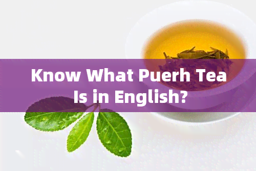 Know What Puerh Tea Is in English?