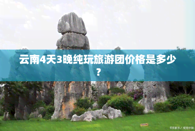 云南4天3晚纯玩旅游团价格是多少？