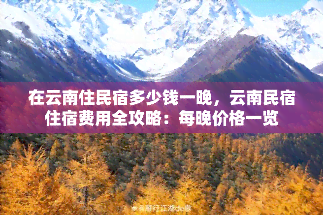 在云南住民宿多少钱一晚，云南民宿住宿费用全攻略：每晚价格一览