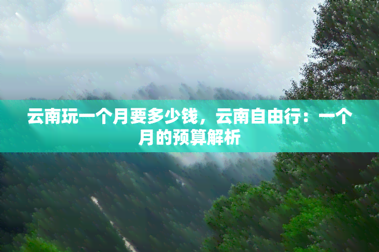 云南玩一个月要多少钱，云南自由行：一个月的预算解析