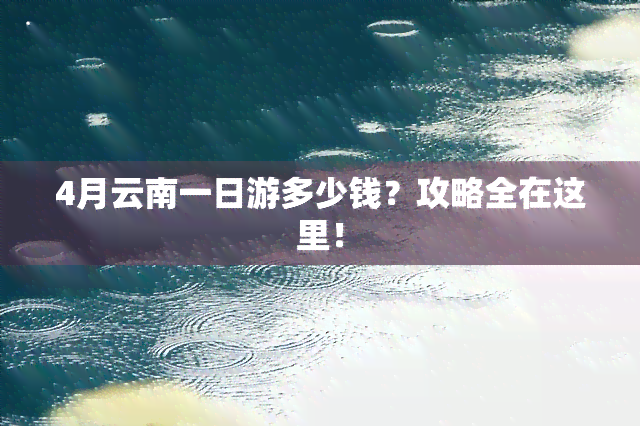 4月云南一日游多少钱？攻略全在这里！