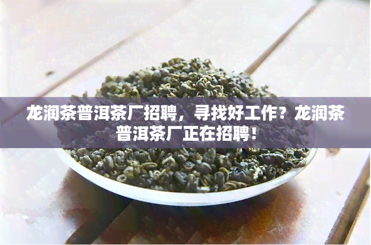 龙润茶普洱茶厂招聘，寻找好工作？龙润茶普洱茶厂正在招聘！