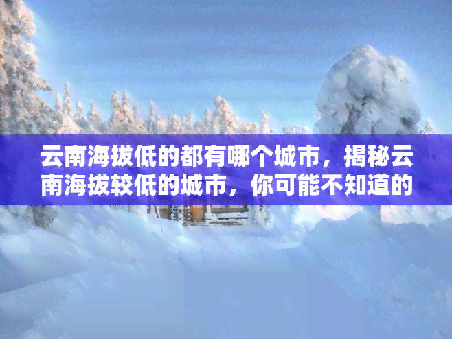 云南海拔低的都有哪个城市，揭秘云南海拔较低的城市，你可能不知道的地方！