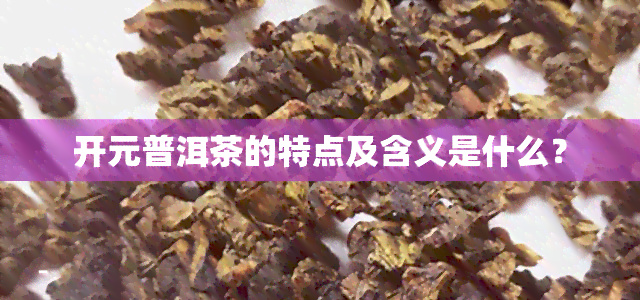 开元普洱茶的特点及含义是什么？