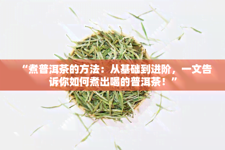 “煮普洱茶的方法：从基础到进阶，一文告诉你如何煮出喝的普洱茶！”