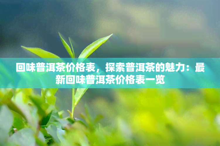 回味普洱茶价格表，探索普洱茶的魅力：最新回味普洱茶价格表一览