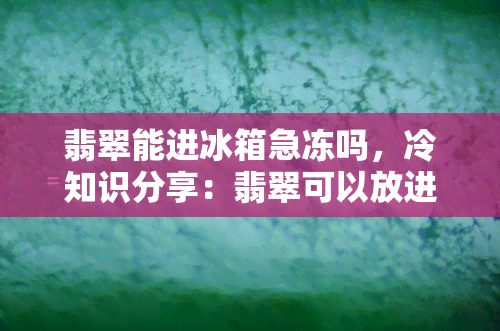 翡翠能进冰箱急冻吗，冷知识分享：翡翠可以放进冰箱急冻吗？