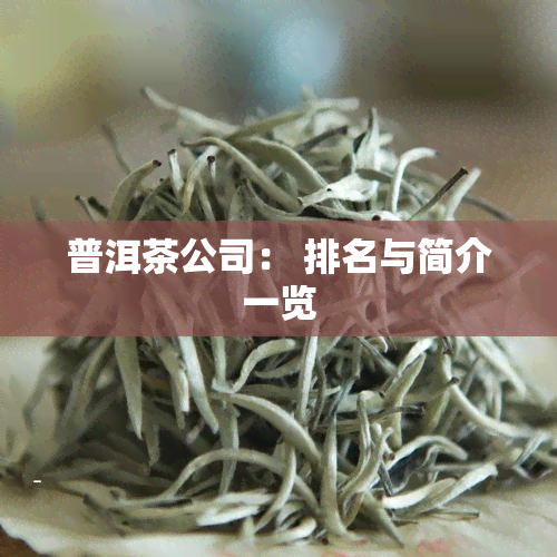 普洱茶公司： 排名与简介一览