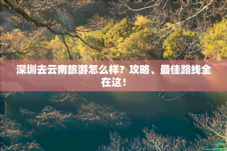 深圳去云南旅游怎么样？攻略、更佳路线全在这！