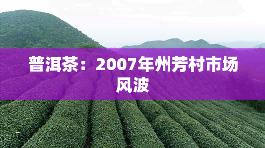 普洱茶：2007年州芳村市场风波