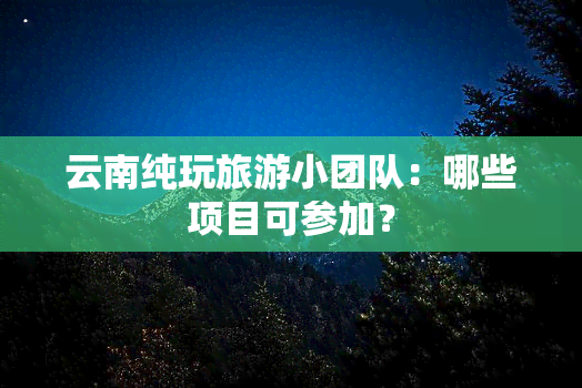 云南纯玩旅游小团队：哪些项目可参加？