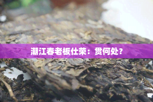 潮江春老板仕荣：贯何处？