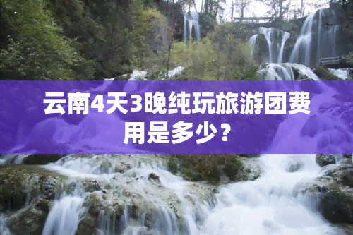 云南4天3晚纯玩旅游团费用是多少？