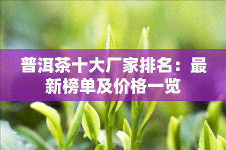 普洱茶十大厂家排名：最新榜单及价格一览