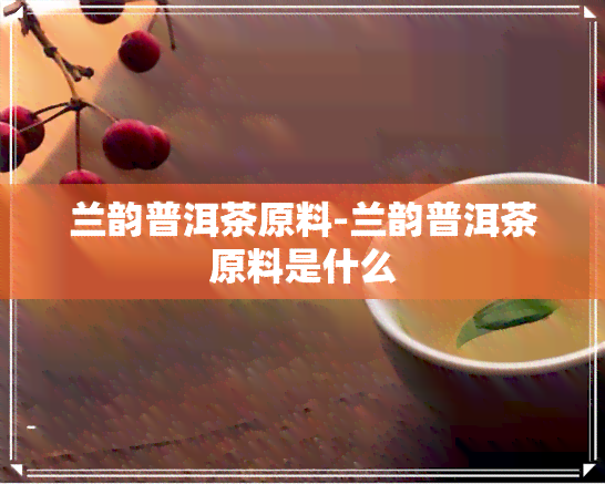 兰韵普洱茶原料-兰韵普洱茶原料是什么