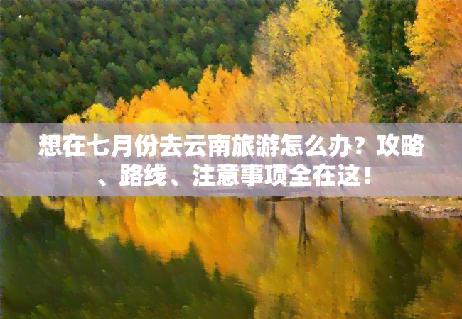 想在七月份去云南旅游怎么办？攻略、路线、注意事项全在这！