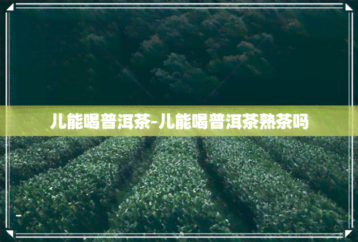 儿能喝普洱茶-儿能喝普洱茶熟茶吗