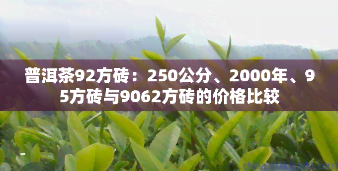 普洱茶92方砖：250公分、2000年、95方砖与9062方砖的价格比较