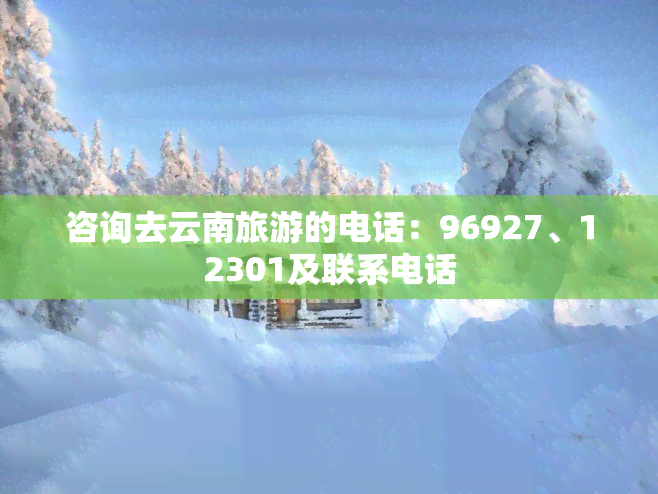 咨询去云南旅游的电话：96927、12301及联系电话