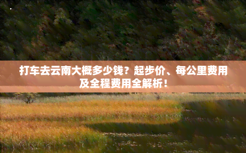 打车去云南大概多少钱？起步价、每公里费用及全程费用全解析！