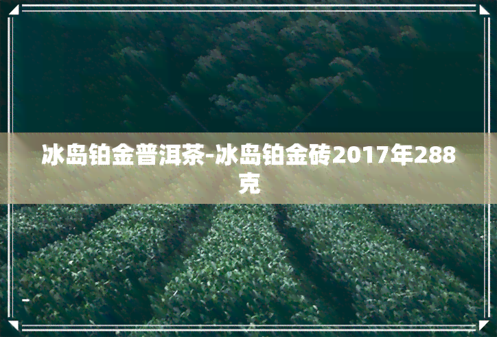 冰岛铂金普洱茶-冰岛铂金砖2017年288克