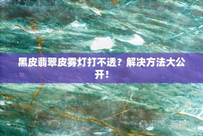 黑皮翡翠皮雾灯打不透？解决方法大公开！