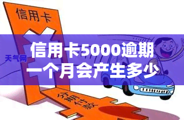 信用卡5000逾期一个月会产生多少费用？