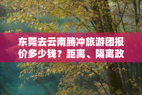 东莞去云南腾冲旅游团报价多少钱？距离、隔离政策及交通方式全知道！