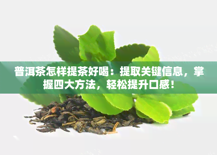 普洱茶怎样提茶好喝：提取关键信息，掌握四大方法，轻松提升口感！