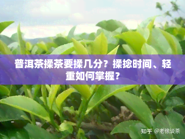 普洱茶揉茶要揉几分？揉捻时间、轻重如何掌握？