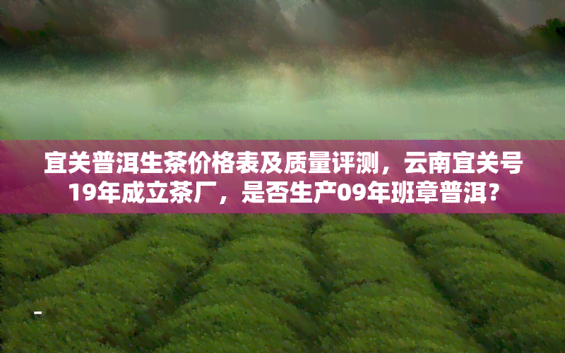 宜关普洱生茶价格表及质量评测，云南宜关号19年成立茶厂，是否生产09年班章普洱？