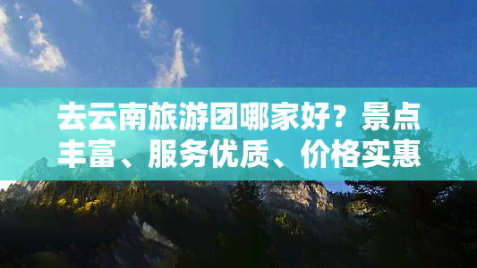 去云南旅游团哪家好？景点丰富、服务优质、价格实惠，让你玩得开心！