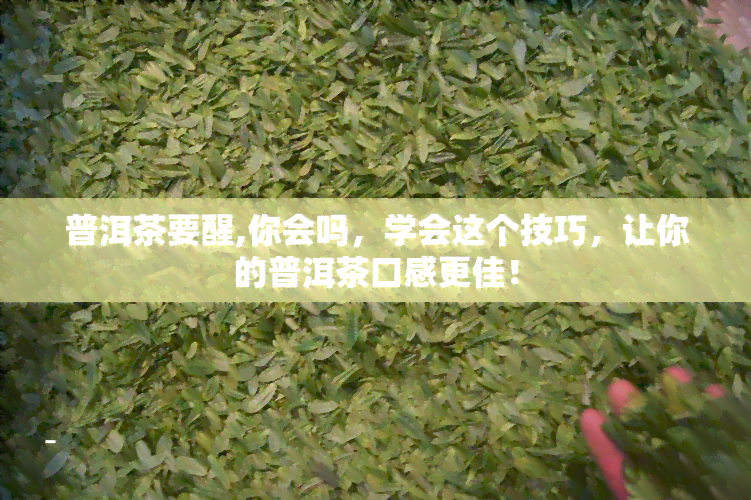 普洱茶要醒,你会吗，学会这个技巧，让你的普洱茶口感更佳！