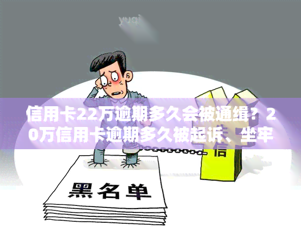 信用卡22万逾期多久会被通缉？20万信用卡逾期多久被起诉、坐牢及利息计算全知道！